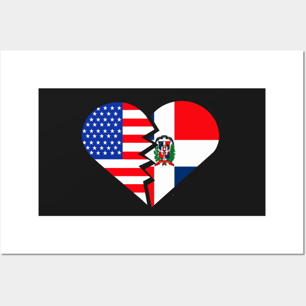 Republica Dominicana USA Flag Heart Spanish Teacher Hispanic Latino Wall Art by hispanicworld